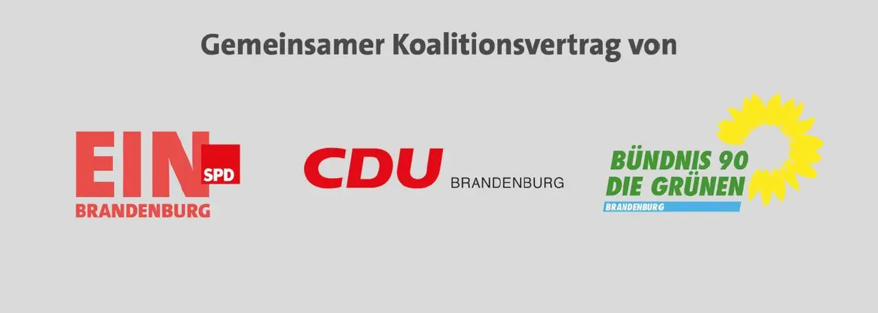 Ausschnitt aus dem Titel des Koalitionsvertrages der neuen Brandenburger Landesregierung, vollständiger Titel: "Ein neues Kapitel für Brandenburg. Zusammenhalt, Nachhaltigkeit, Sicherheit."