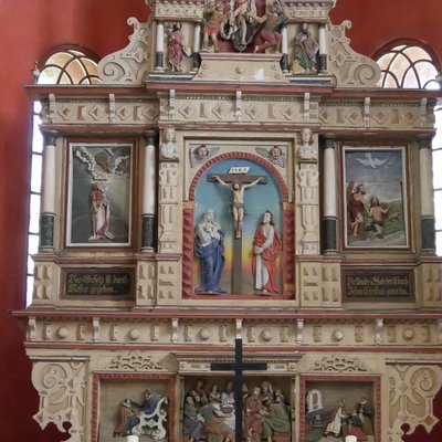 Der Renaissance-Altar (Ausschnitt) in der Schönfelder Dorfkirche. Foto: Förderverein Alte Kirchen e. V.